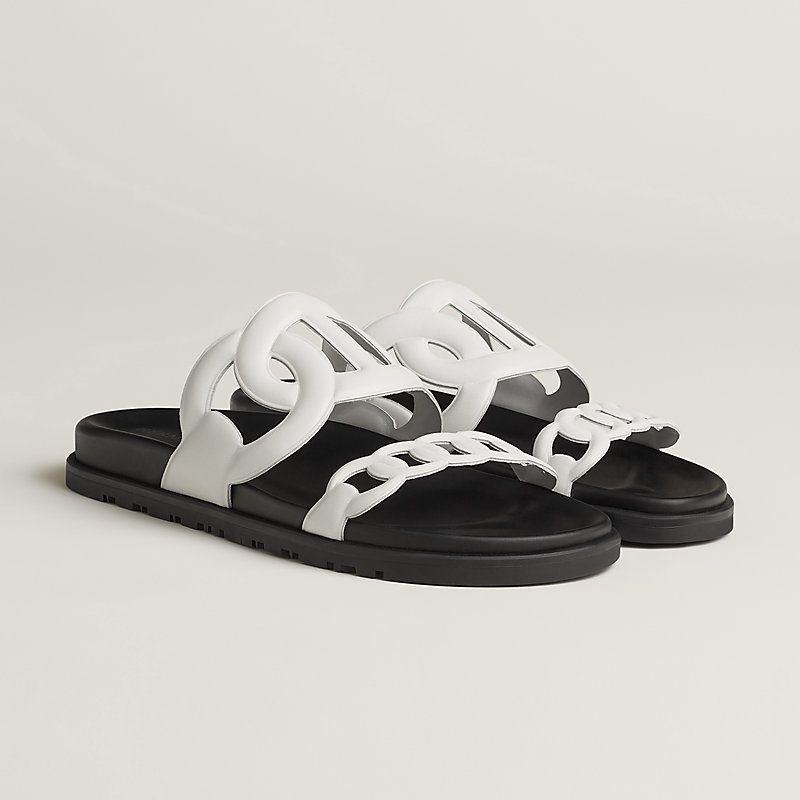 Hermes Slippers White & Black