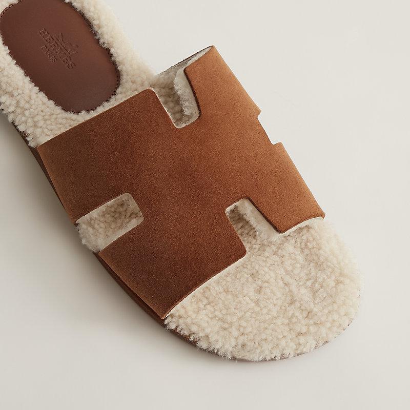 Hermes Slippers Brown With Fur