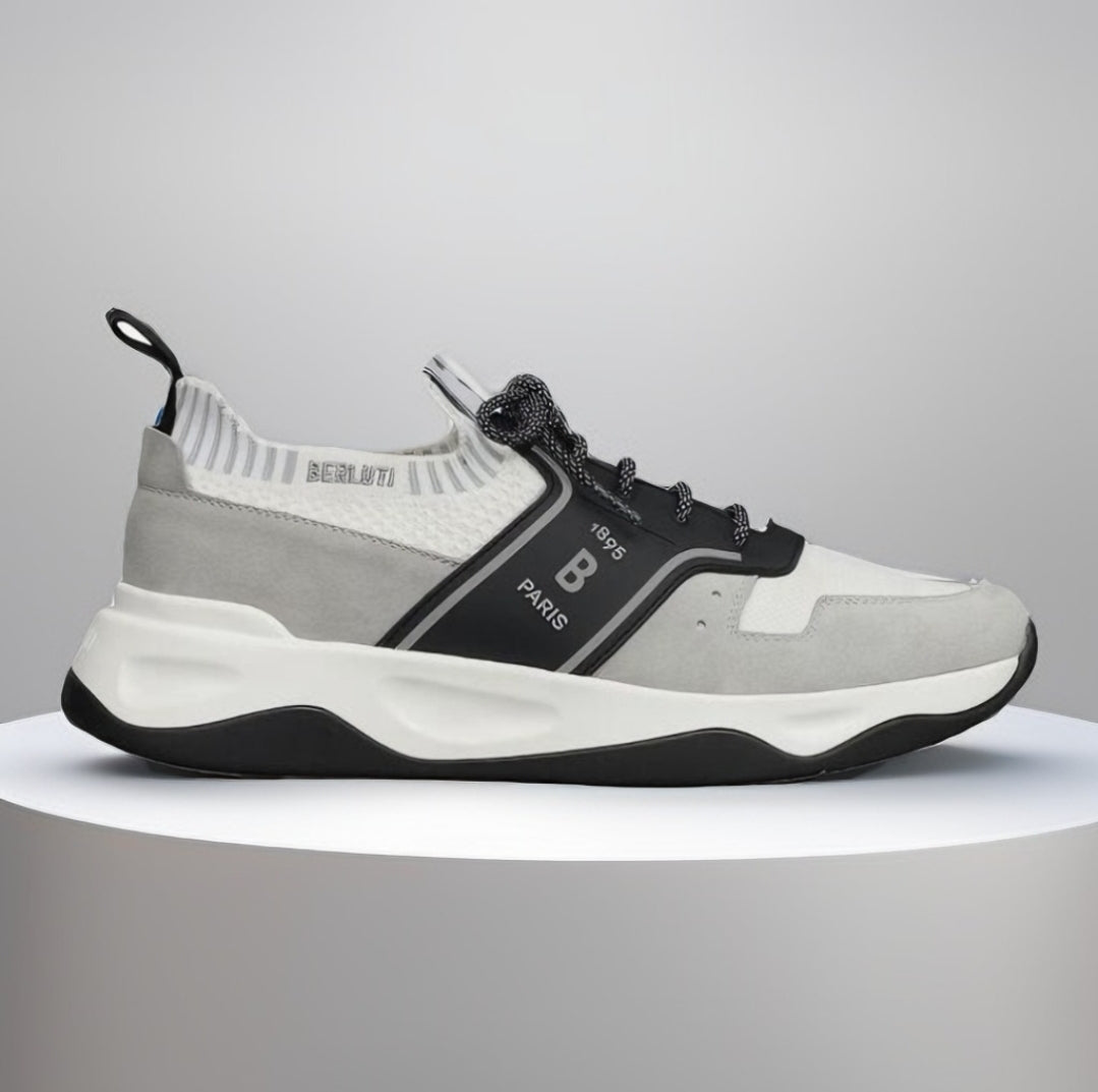 Berluti Shadow Knit Sneakers White & Black