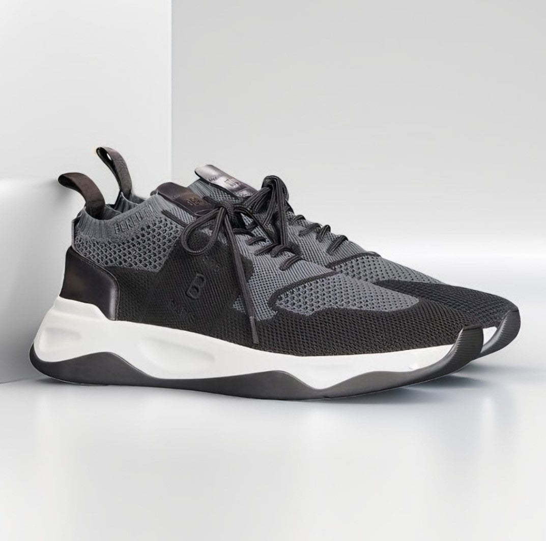Berluti Shadow Knit Sneakers Gray & Black