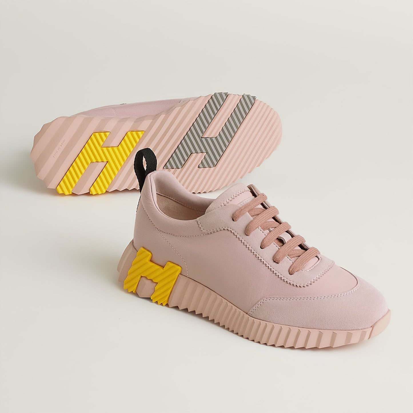 Hermes Bouncing Sneakers Pink & Yellow Logo