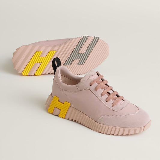 Hermes Bouncing Sneakers Pink & Yellow Logo