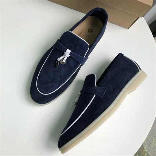 Loro Piana Summer Walk Shoes Blue with White Lining