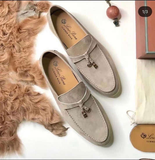 Loro Piana Summer Walk Shoes Dark Beige