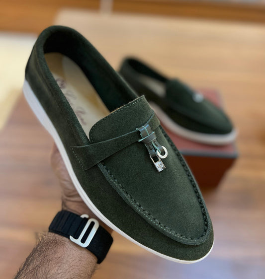 Loro Piana Summer Walk Shoes Dark Green