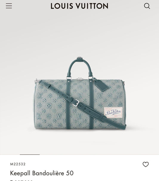 LV Travel Keepall Bag Denim Light Blue