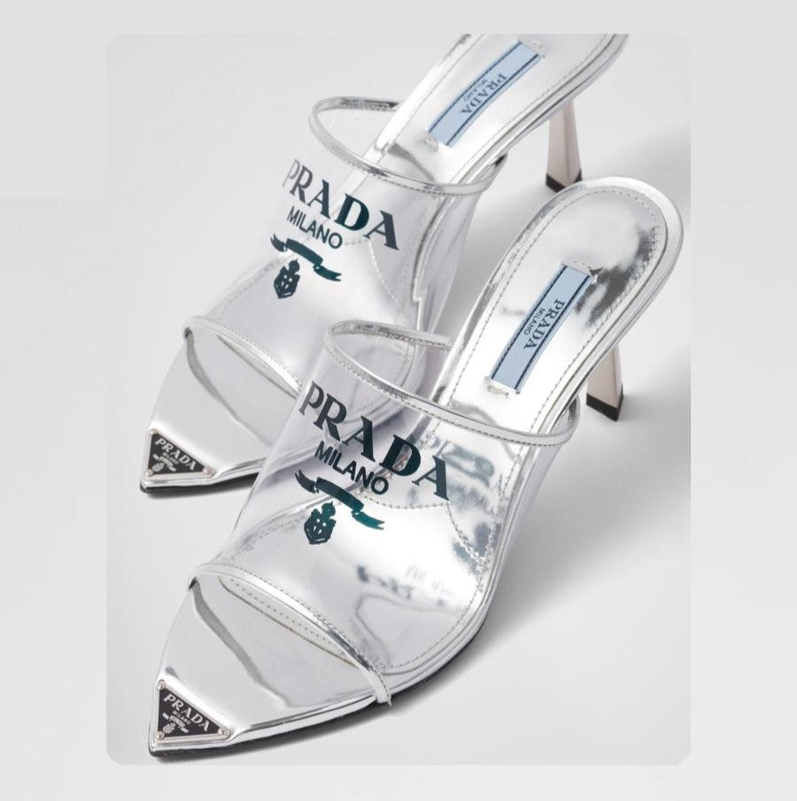 Prada High Heels Women Shoes Clear & Silver