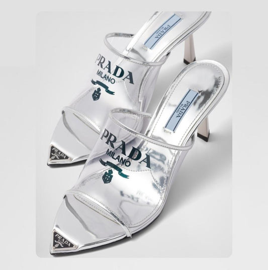 Prada High Heels Women Shoes Clear & Silver