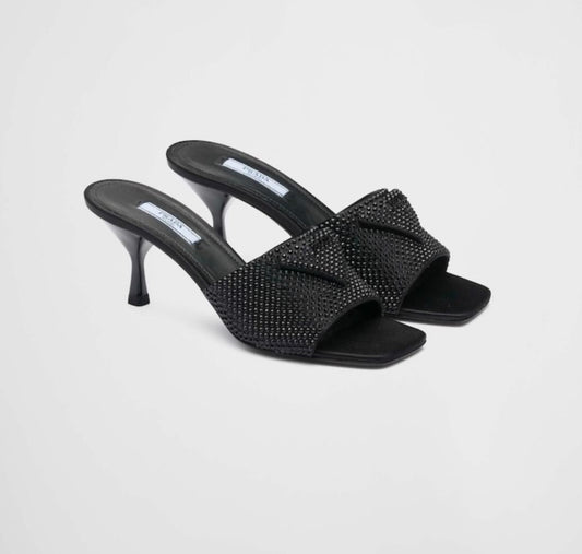 Prada High Heels Women Shoes Black with Black Logo