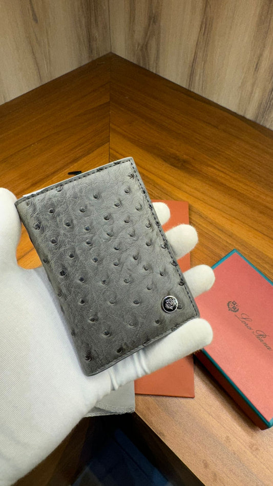 Loro Piana Ostrich Wallet Gray