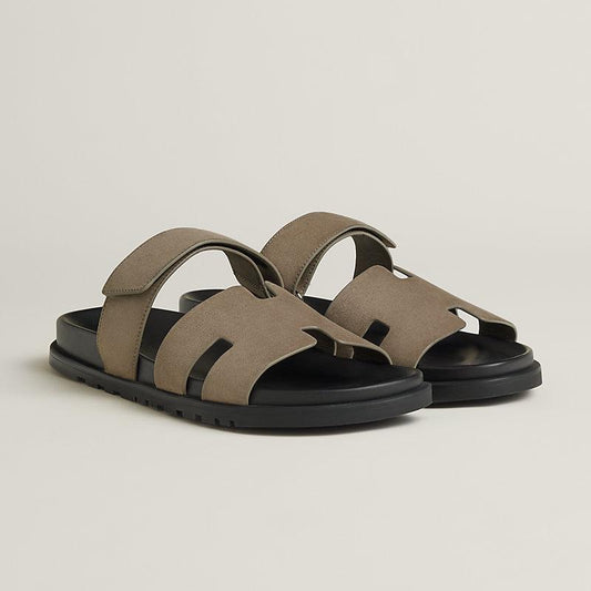 Hermes Slippers Dark Gray & Black