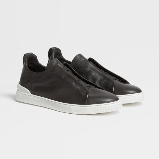 Zegna Triple Stitch Sneakers Dark Brown