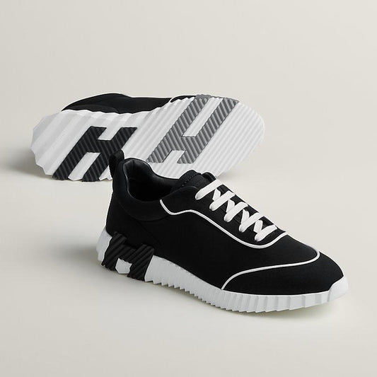 Hermes Bouncing Sneakers Black & White With Black Logo