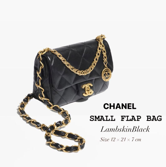 Chanel Small Flap Women Bag Black Size 12cm