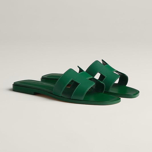 Hermes Women Slippers Green