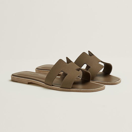 Hermes Women Slippers Light Brown