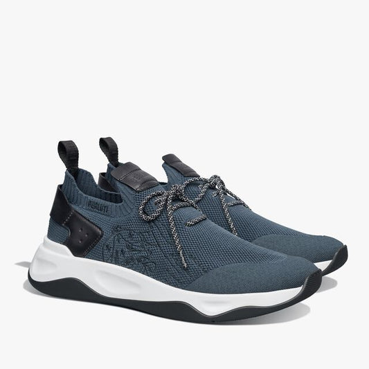 Berluti Shadow Knit Sneakers Blue