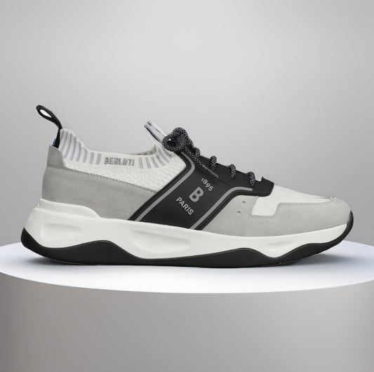 Berluti Shadow Knit Sneakers White & Black