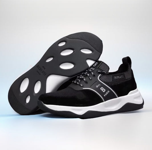 Berluti Shadow Knit Sneakers Black & White
